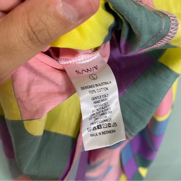 S/W/F Bandeau Spaghetti Strap Maxi Dress Plaid Rainbow Pastel Sundress Large - Picture 8 of 8